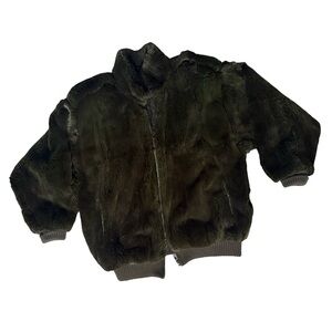 Carole Little Hunter Green Sheared Fur Bomber Jacket - XL